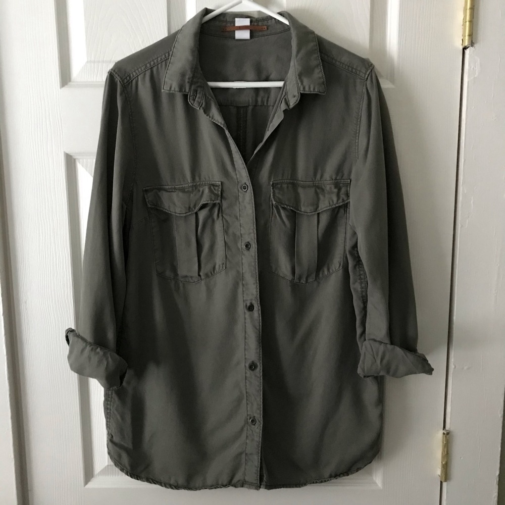 H&M Green Button Down
